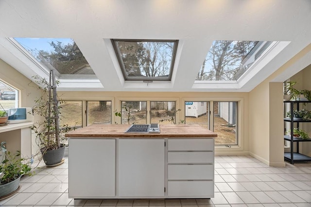 sunroom featuring a skylight