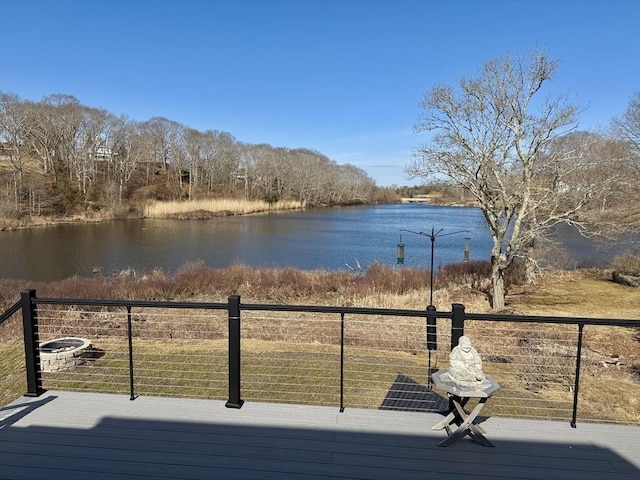 property view of water with fence