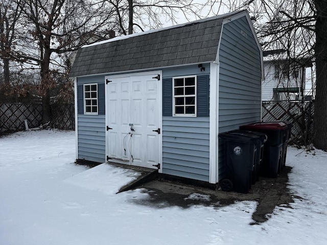 view of snow covered structure