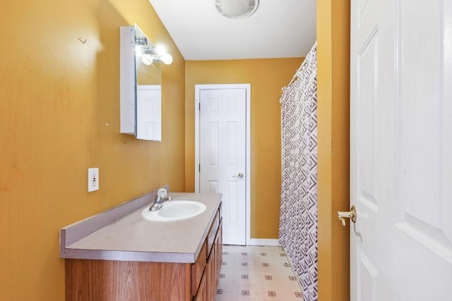 bathroom featuring vanity and tile patterned floors