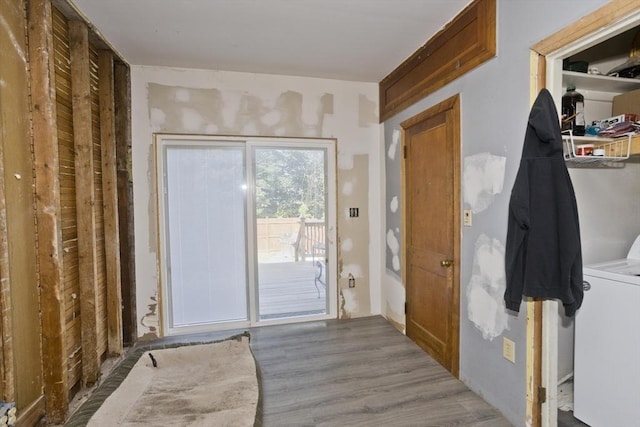 2278-2280 Main St, Palmer, MA 01080 - doorway with washer / dryer and wood finished floors