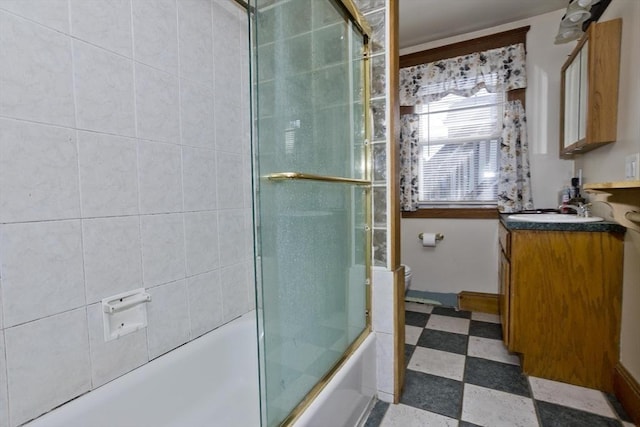 2278-2280 Main St, Palmer, MA 01080 - full bathroom with tile patterned floors, vanity, and bath / shower combo with glass door