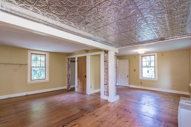 43 Meadow St, Northfield, MA 01360 - unfurnished living room with an ornate ceiling, hardwood / wood-style floors, and plenty of natural light