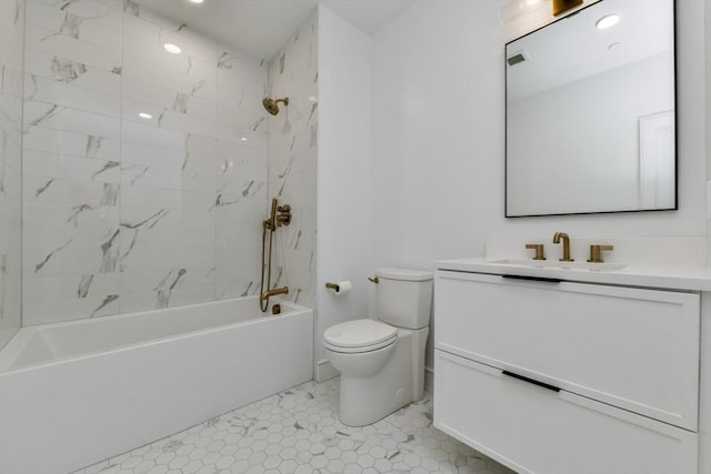 50 Leo M Birmingham Pkwy Unit 501, Boston, MA 02135 - full bathroom featuring vanity, toilet, and washtub / shower combination