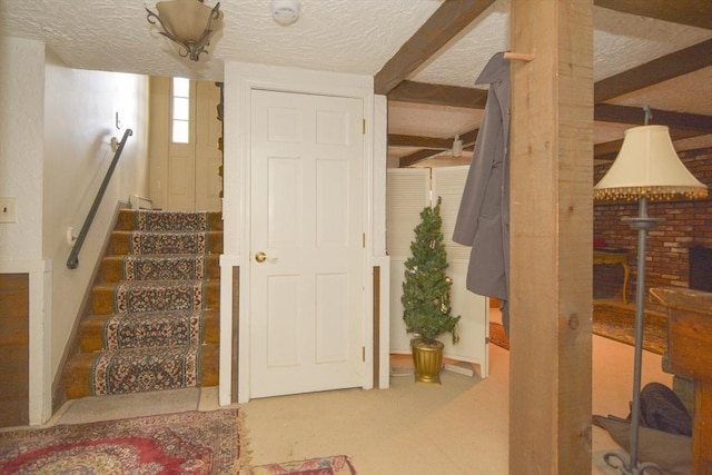 interior space featuring a textured ceiling