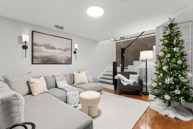 living room featuring hardwood / wood-style flooring