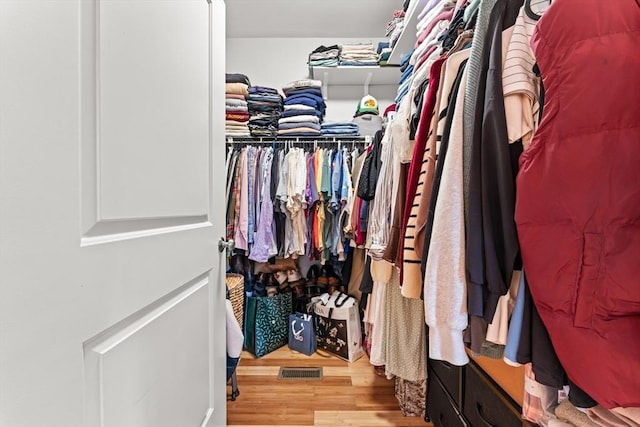 spacious closet featuring light wood-type flooring