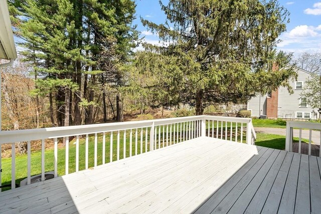 deck featuring a yard
