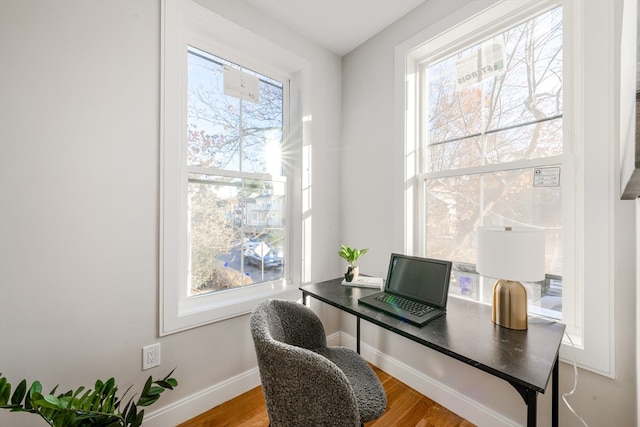 office area featuring hardwood / wood-style floors