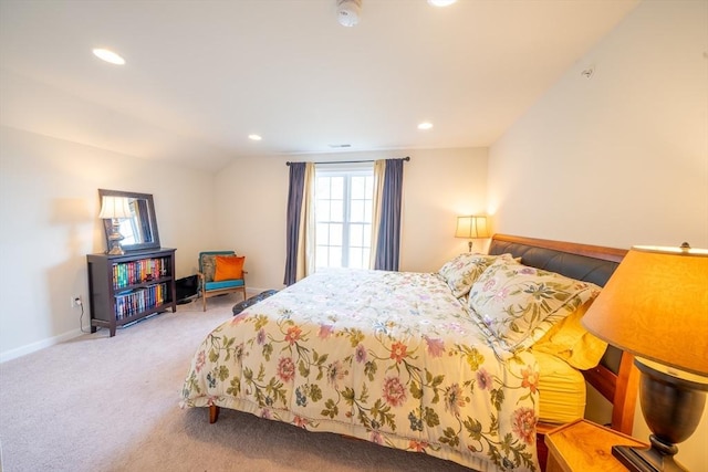 23 Kendall Ct Unit 23, Bedford, MA 01730 - bedroom with carpet floors, baseboards, recessed lighting, and lofted ceiling