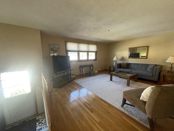living area with wood finished floors