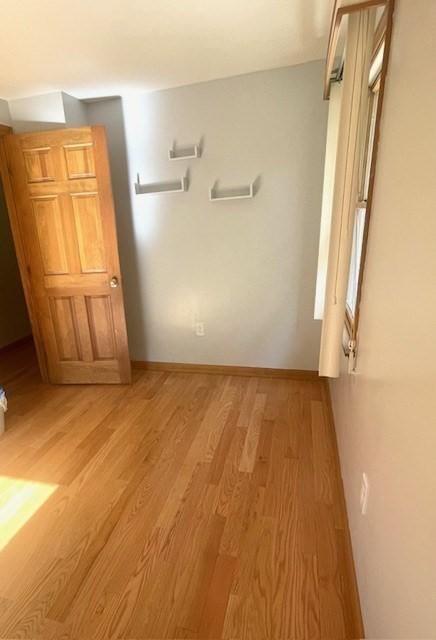 unfurnished bedroom with light wood-type flooring