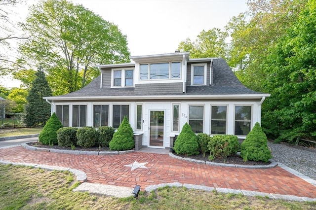 272 County St, Seekonk, MA 02771 - rear view of house with a shingled roof and a chimney