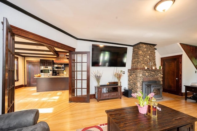 272 County St, Seekonk, MA 02771 - living area featuring light wood-type flooring, ornamental molding, and baseboards