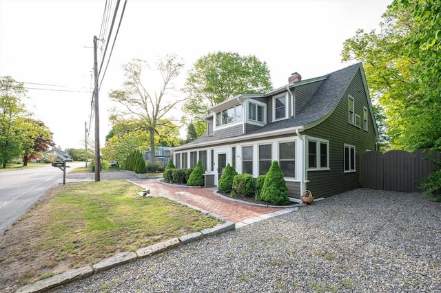 272 County St, Seekonk, MA 02771 - view of front of property with a chimney, a shingled roof, and driveway