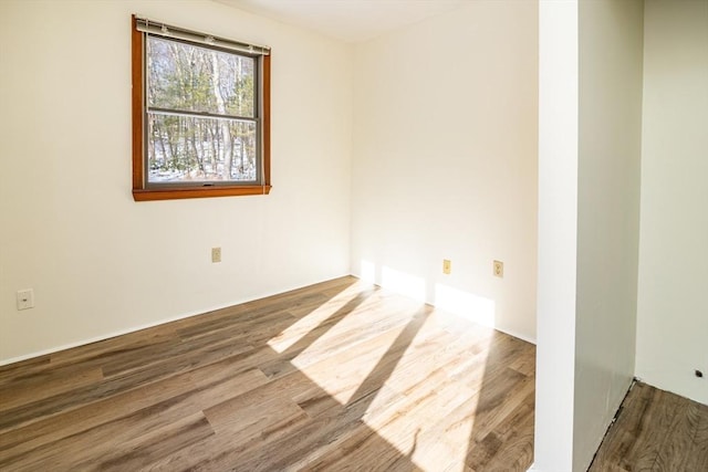 spare room featuring wood-type flooring