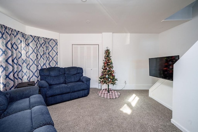 living room with carpet floors