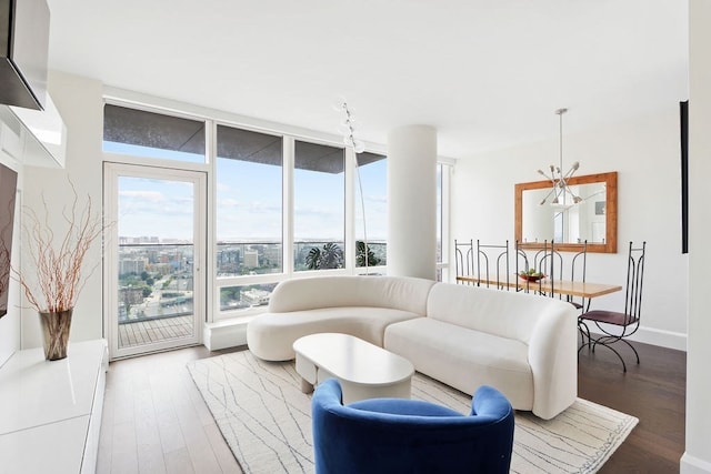 living room with wood-type flooring