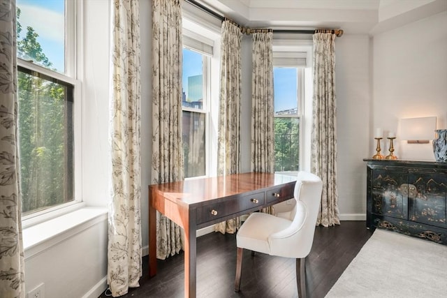 15 Marlborough St Unit 3, Boston, MA 02116 - home office featuring baseboards and dark wood-type flooring