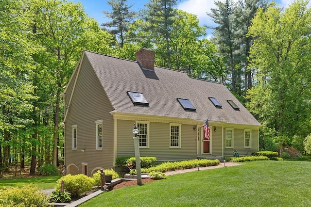 12 Robin Ln, Pepperell, MA 01463 - cape cod-style house featuring a chimney, a front lawn, and a shingled roof