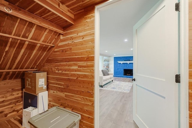 134 W Bacon St, Plainville, MA 02762 - walk in closet featuring a large fireplace and wood finished floors