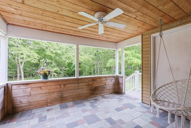 134 W Bacon St, Plainville, MA 02762 - unfurnished sunroom featuring a ceiling fan