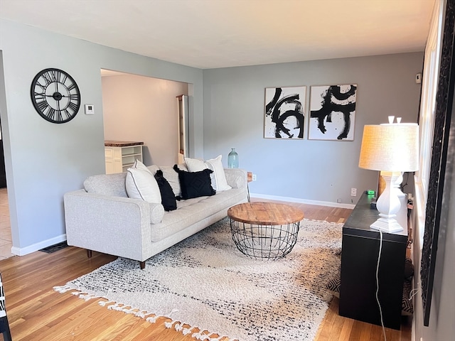 living room with hardwood / wood-style flooring