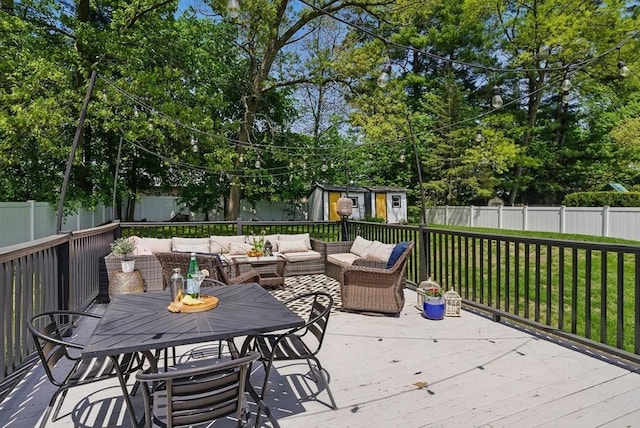 13 Kingston St, North Reading, MA 01864 - wooden terrace with an outdoor living space and view of wooded area