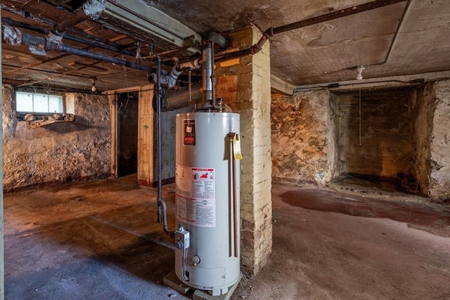basement with water heater