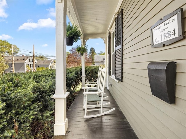 deck featuring a porch