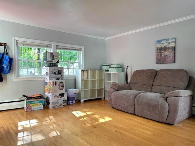 103 Sycamore St, Holbrook, MA 02343 - living room featuring ornamental molding and wood finished floors