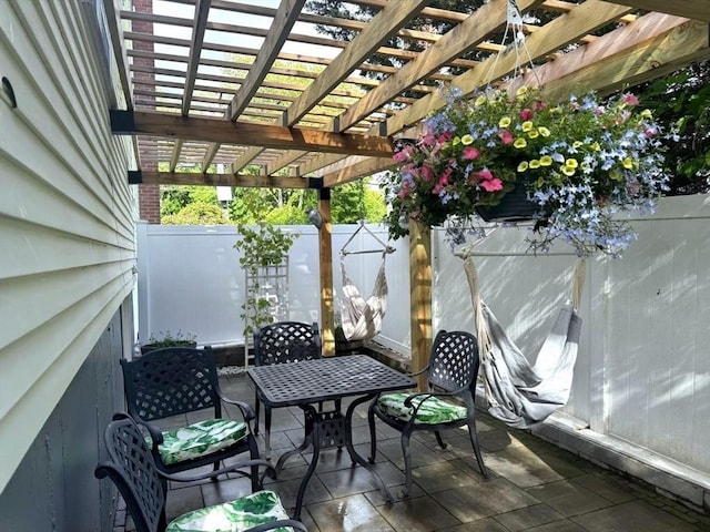 103 Sycamore St, Holbrook, MA 02343 - view of patio featuring a pergola and outdoor dining space