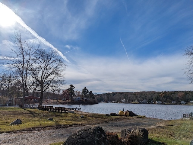 water view with a gazebo