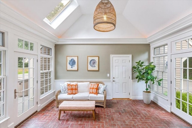 sunroom featuring a skylight