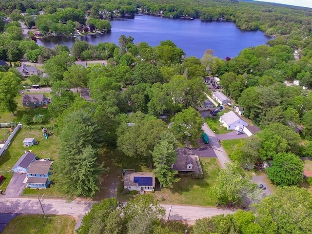 23 Mohawk St, Bellingham, MA 02019 - aerial view of property and surrounding area with a nearby body of water, a heavily wooded area, and nearby suburban area