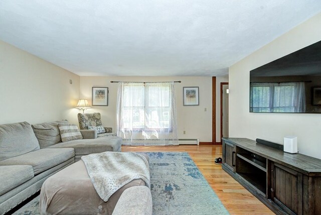 11 Balmoral Dr, Methuen, MA 01844 - living room with light wood-style flooring and a baseboard heating unit