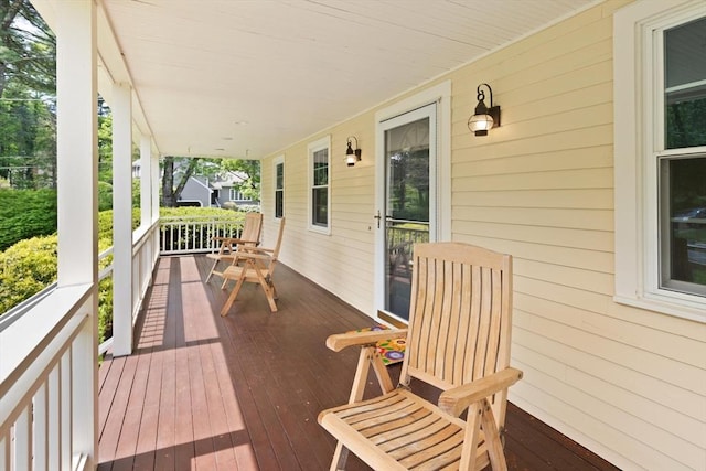 wooden terrace with covered porch