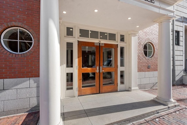 entrance to property featuring french doors