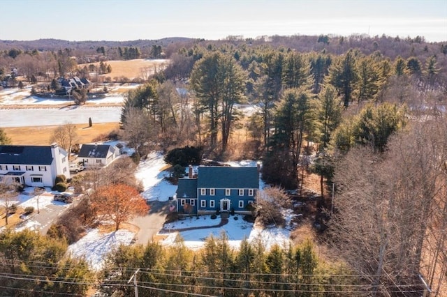 drone / aerial view with a forest view