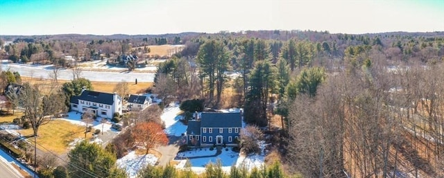 drone / aerial view with a forest view