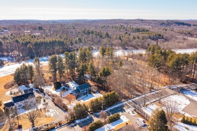 drone / aerial view with a forest view