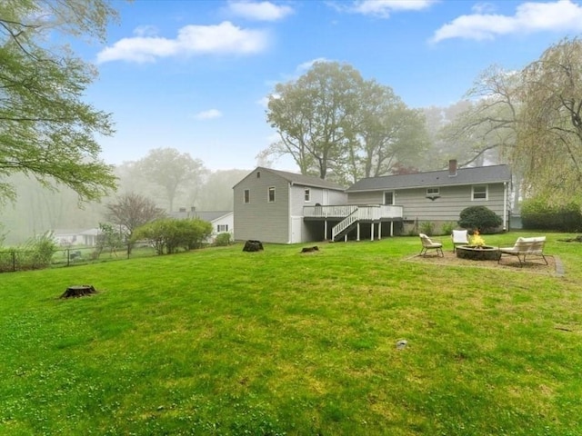 189 Brigham Hill Rd, Grafton, MA 01536 - back of house with an outdoor fire pit, stairway, and a wooden deck