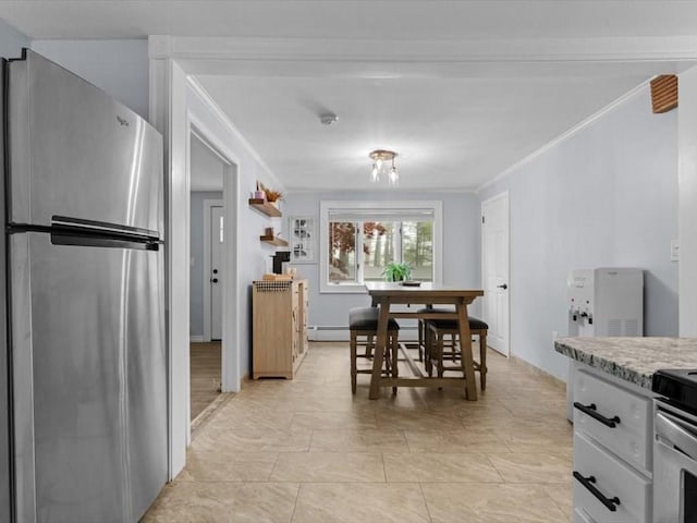 189 Brigham Hill Rd, Grafton, MA 01536 - dining space with crown molding and a baseboard radiator