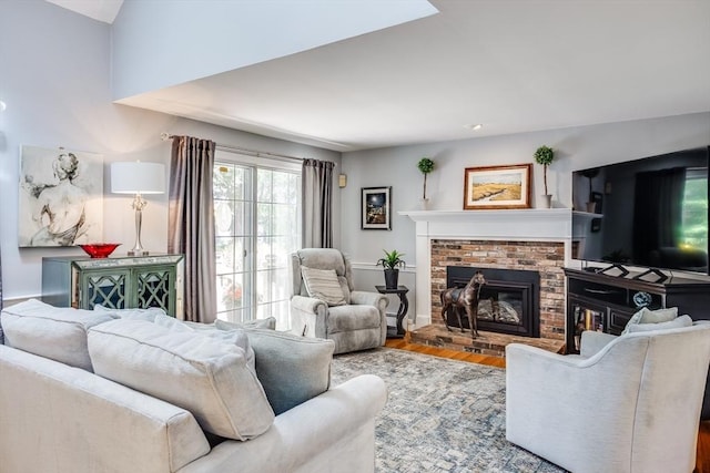 1441 Old Post Rd, Barnstable, MA 02648 - living area featuring wood finished floors and a fireplace