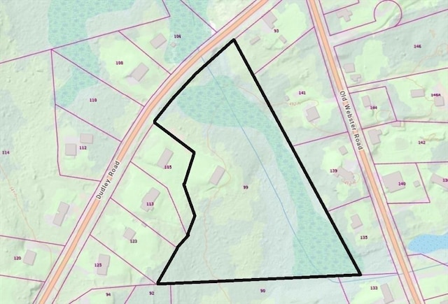 99 Dudley Rd, Oxford, MA 01540 - map / location of property area with property parcel outlined