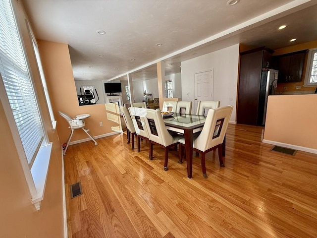 99 Dudley Rd, Oxford, MA 01540 - dining space featuring light wood-type flooring, recessed lighting, and baseboards