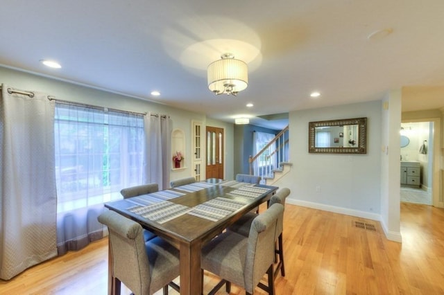 15 Bailin Dr, Worcester, MA 01604 - dining area featuring stairs, light wood-style flooring, recessed lighting, and baseboards