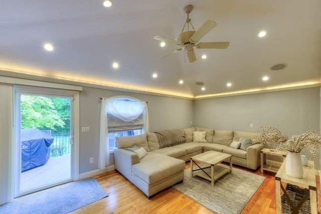 15 Bailin Dr, Worcester, MA 01604 - living room featuring light wood-style flooring, ceiling fan, and recessed lighting
