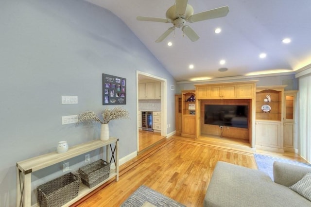 15 Bailin Dr, Worcester, MA 01604 - living area with light wood-style flooring, ceiling fan, recessed lighting, and high vaulted ceiling