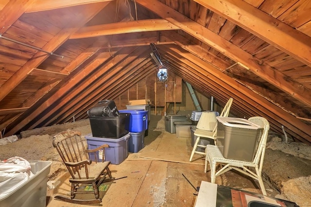view of unfinished attic